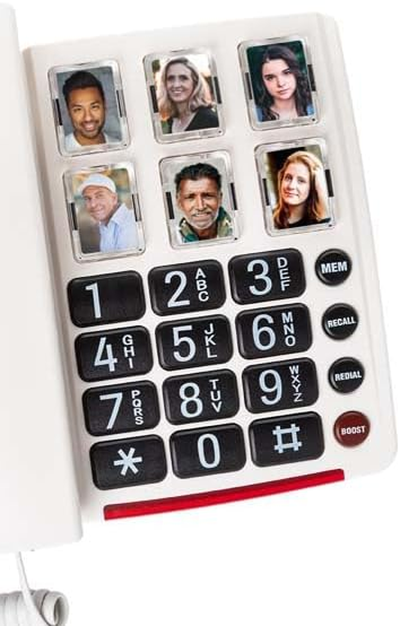 Oricom CARE80 Amplified Phone with Picture Dialling - Corded Phone One-Touch Picture Memory Buttons, Memory Loss, Phone Elderly Visual Hearing Impaired, Hearing Aid and T-Coil Compatible