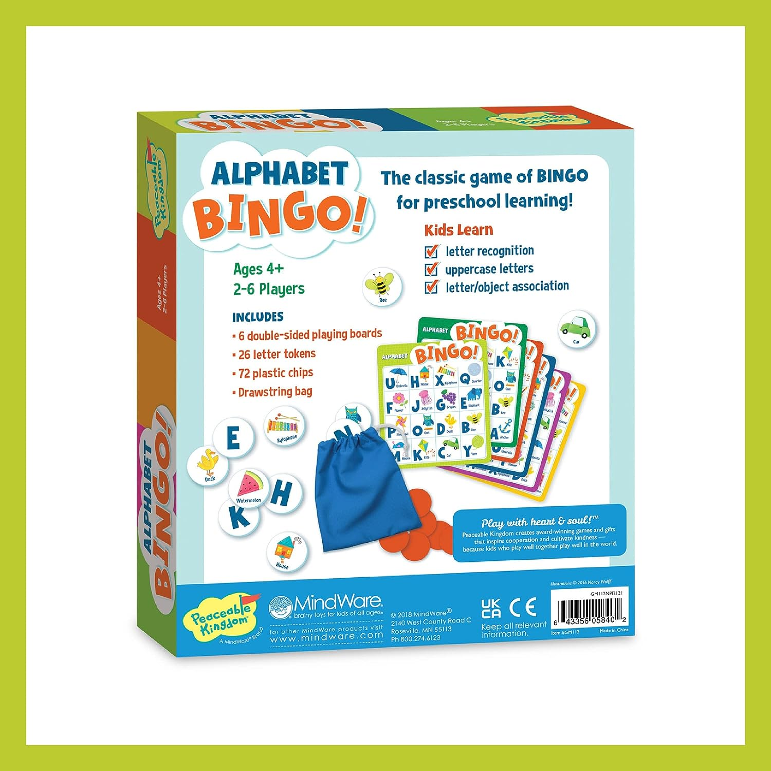 Peaceable Kingdom Alphabet Bingo Board Game for Kids Aged 4 and Up image number 6