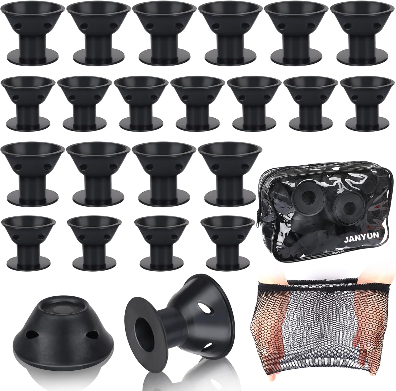 40 Pcs Pink Magic Hair Rollers,Include 20Pcs Large Silicone Curlers and 20Pcs Small Silicone Curlers