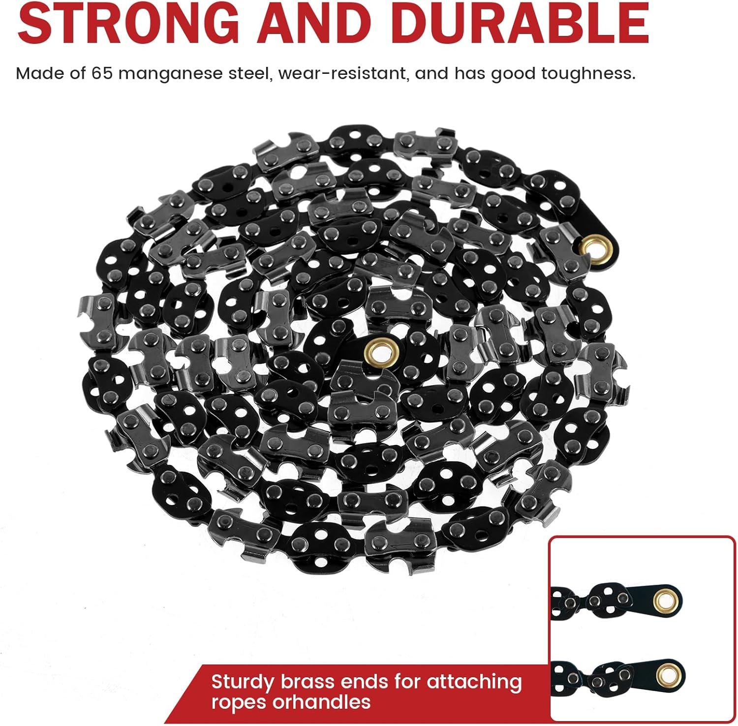 53 Inch High Reach Tree Limb Hand Rope Chain Saw, Tree Limb Rope Saw 68 Teeth High Limb Hand Rope Chainsaw Folding Limb Cutter Rope Saw with 2 Ropes 2 Hand Wrist Strap for Tree Limb Trimming (A) image number 4