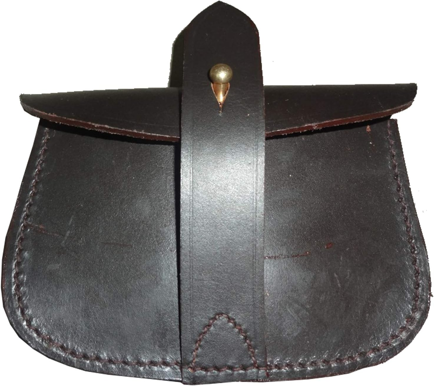 WWII British Army Sam Browne Leather Ammo Pouch for Belt Dark Brown