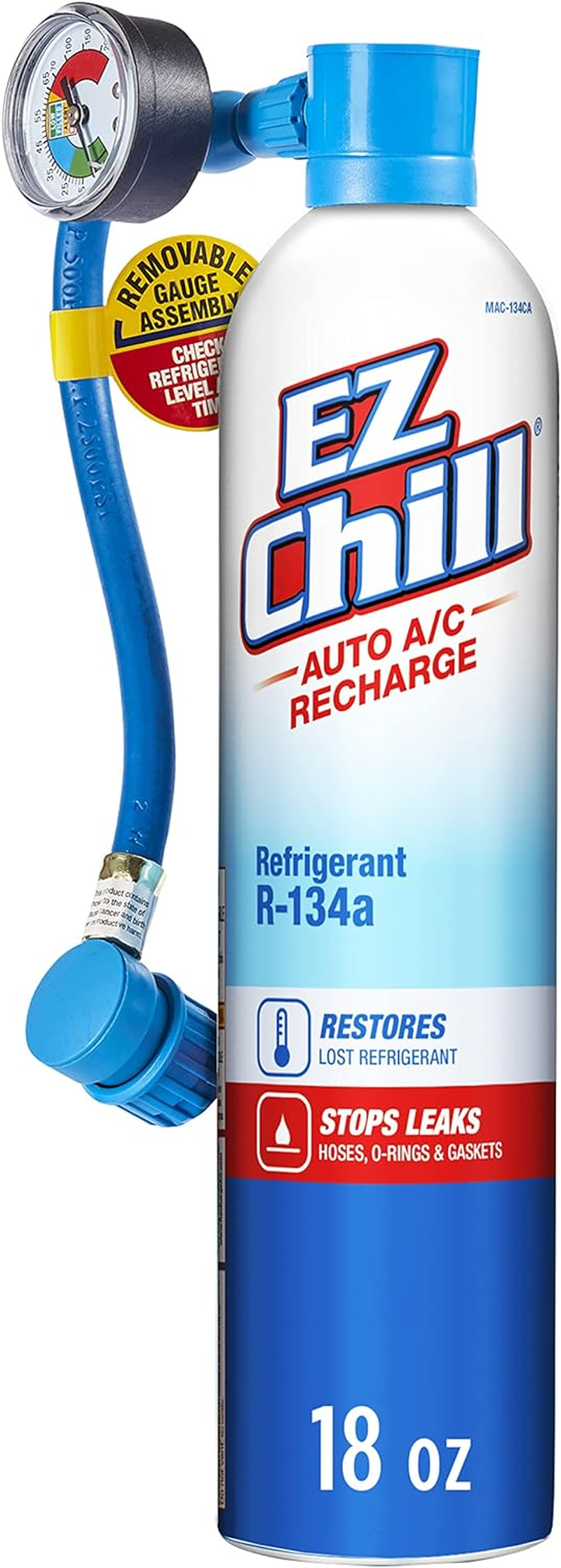Interdynamics Mac-134 Ez Chill Refrigerant Refill with Charging Hose and Gauge - 18 Oz. image number 6