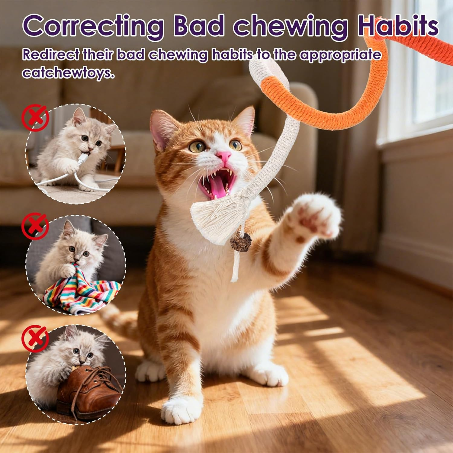 YBEATY 6Pcs Cat Chew Rope Toy Interactive Cat Nip Kicker Toy Pet Chew Toys Bent Cats Rope Toys Bite-Proof Playthings Kitten Chewropes Pet Supplies for All Breeds Cats Teeth Cleaning Stress Relief