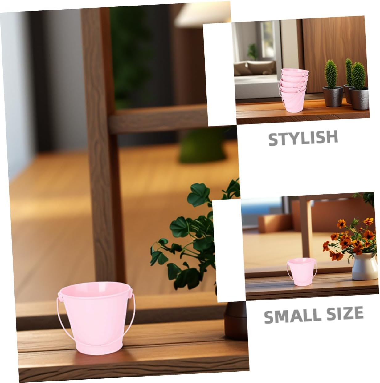 YARNOW 10Pcs Mini Pink Metal Buckets for Gardening and Crafts, Small Galvanized Flower Pots with Handles, Classroom Supplies and Party Favor Containers for Kids image number 5