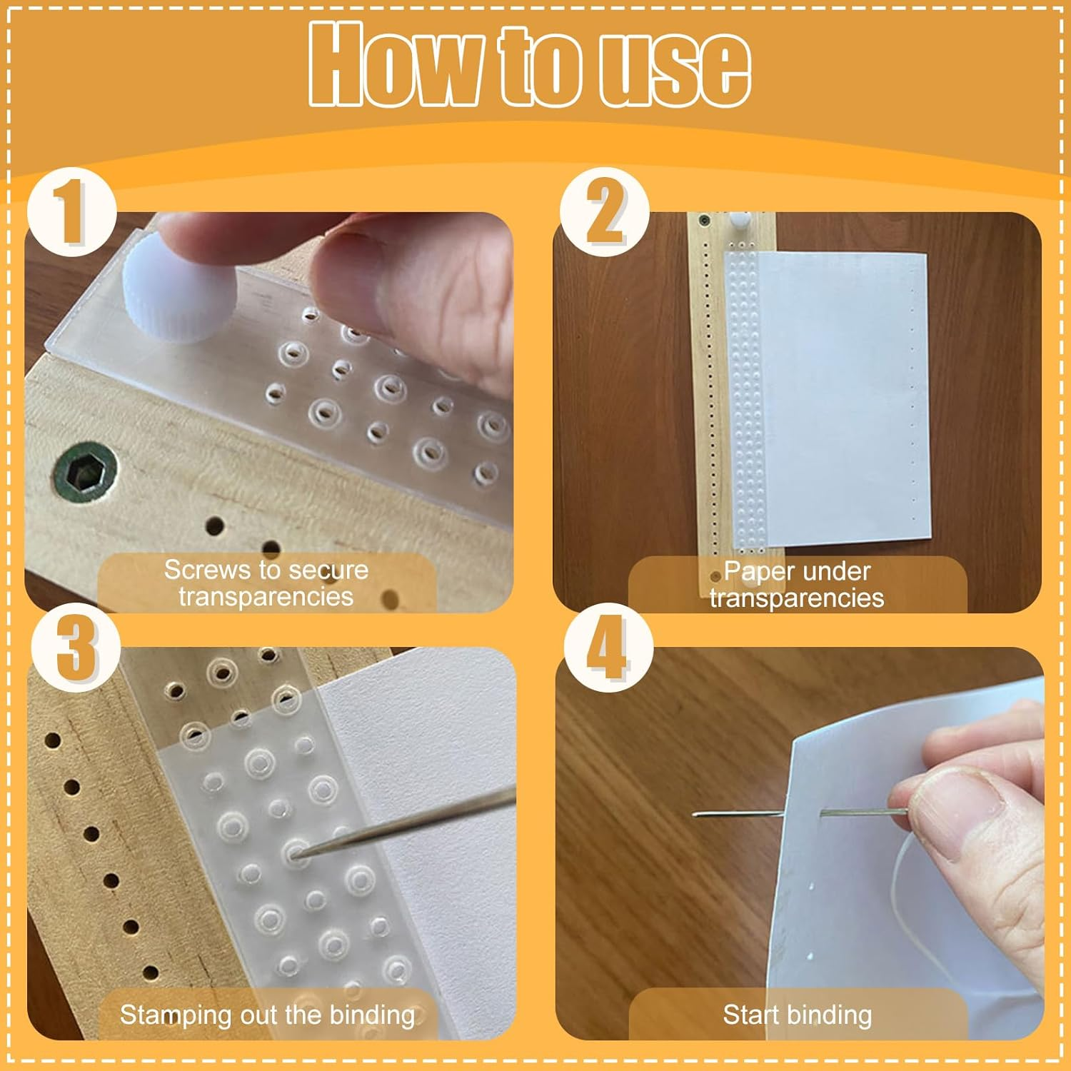 Abizarch Bookbinding Tools Set Wooden Signature Punching Tools Handmade Book Binding Punch Guide Tool with Awl Curved and Straight Needle Bookbinding Supplies for DIY Crafts Journals Scrapbooking ZHAZ