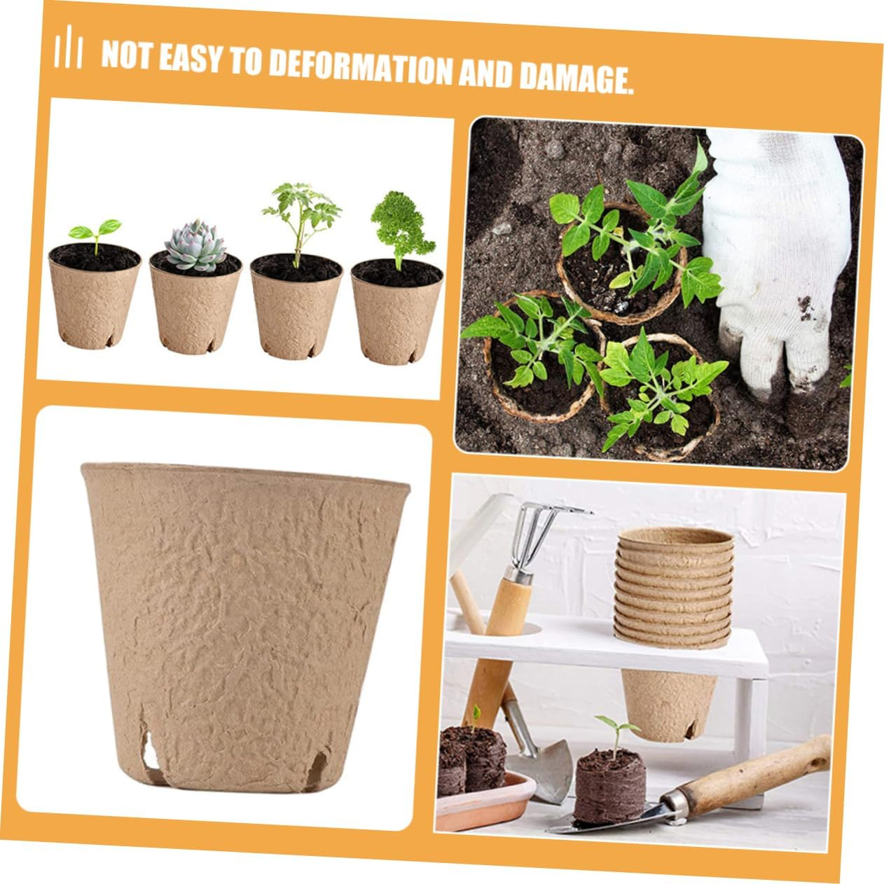 YARNOW 50Pcs round Paper Pulp Pots for Germination Planting Baskets Drainage Nursery Containers for Indoor and Outdoor Gardening image number 3