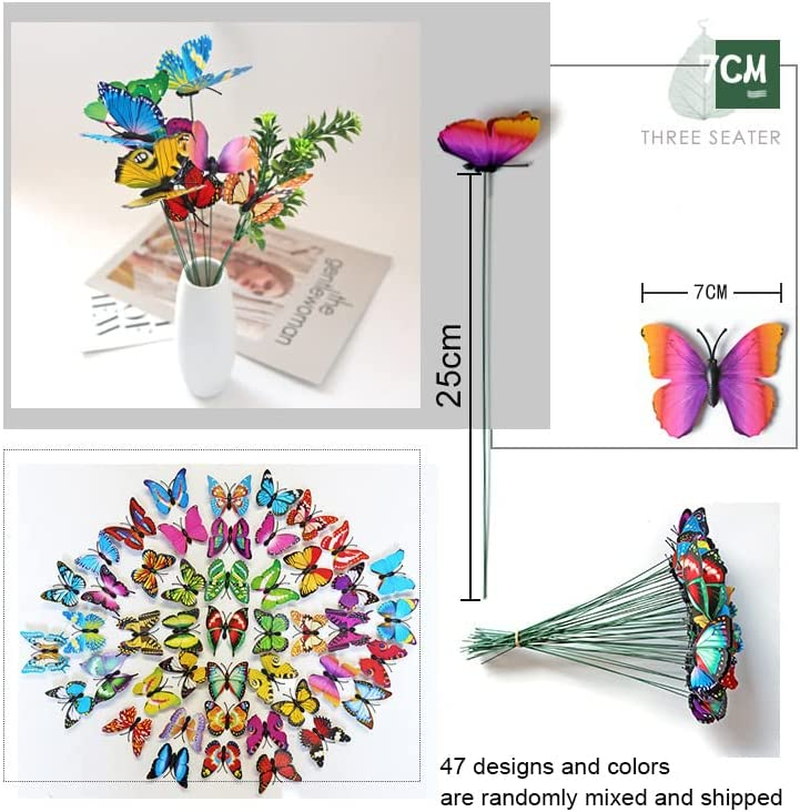 100 Pcs Butterfly Stakes, Waterproof Butterflies Stakes Garden Ornaments & Patio Decor Butterfly Party Supplies Yard Stakes Decorative for Outdoor Christmas Decorations