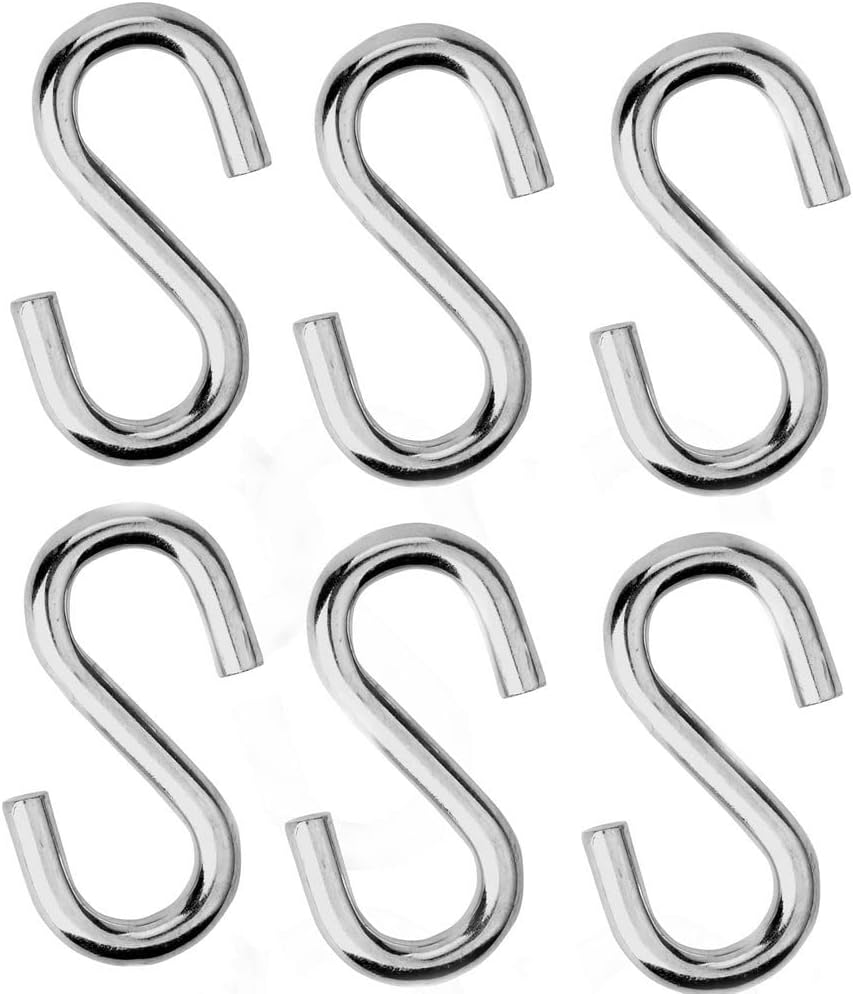 S Hooks 316 Stainless Steel Marine Grade Heavy Duty S Shaped Hooks Metal Hooks for Hanging Hammock Stand Swing Plants Utility Hooks 30Mm Long 3Mm Thickness,12Pieces image number 3