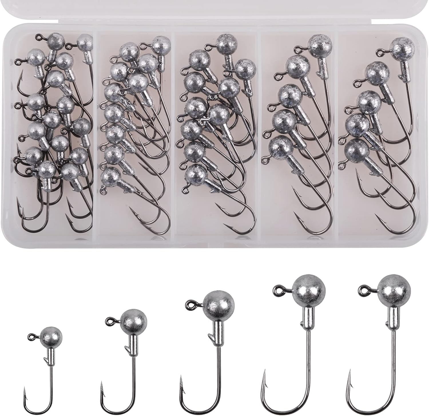 Jig Heads Unpainted Crappie Jig Heads round Ball Heads Jig Hooks Fishing Jig Heads Saltwater Freshwater Fishing Bass Trout Walleye