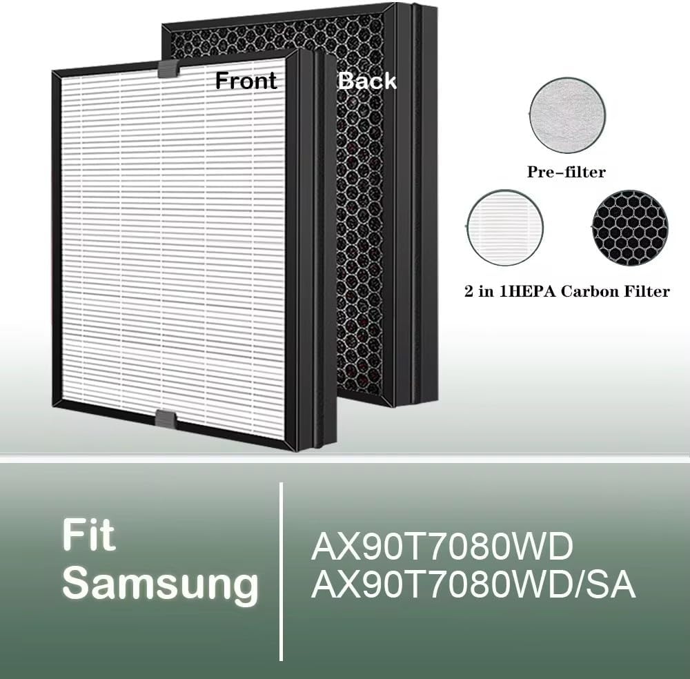 Qinghong AX90T7080 Air Purifier Filter 2 in 1 HEPA Filter + Active Carbon for Samsung Air Purifier AX90T7080 AX90T7080WD/SA image number 3