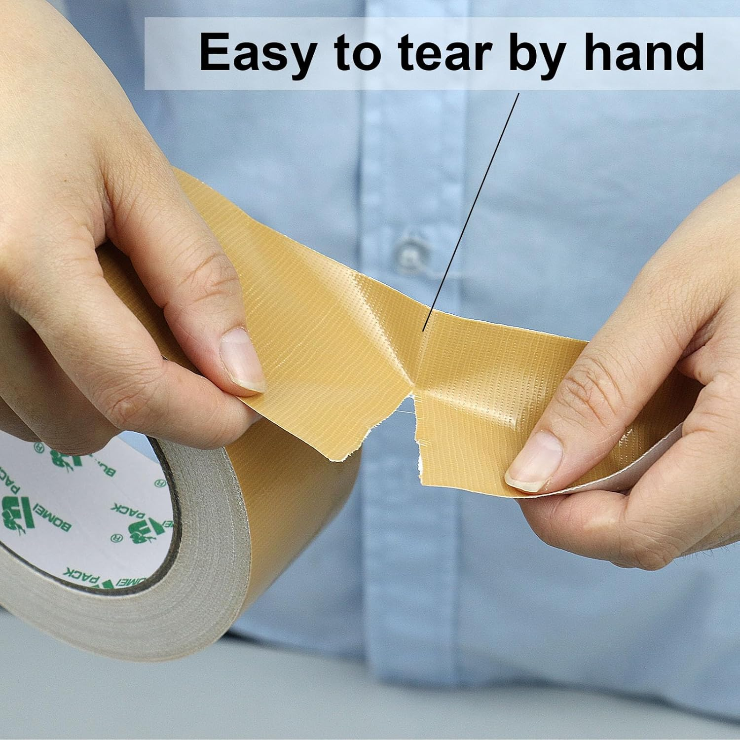 Heavy Duty Brown Duct Tape, Multi-Use Easy Tear Gaffer Waterproof Cloth Tape for Repairing, Maintenance and Industrial Use, 1.88 Inch X 32.8 Yards, 9 Mil Thick, 2 Roll, BOMEI PACK image number 3