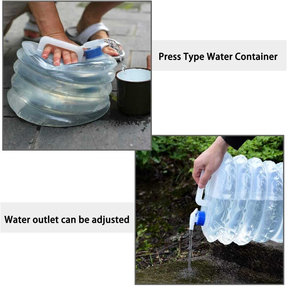 Collapsible Water Container,Portable Water Container Storage Carrier Bag,Collapsible Emergency Water Jug Container Bag,Camping Water Storage Camp Water Jug Carrier Jug for Outdoor Hiking,2.6Gal(10L) image number 2