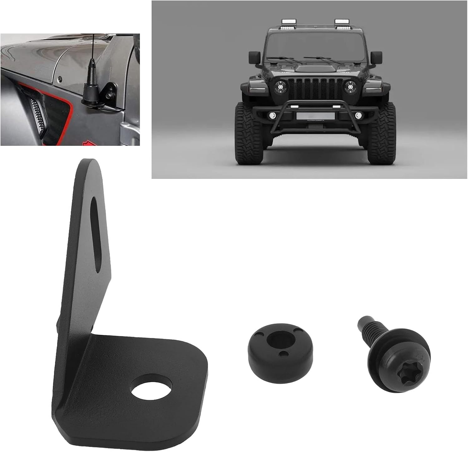1Pc Car Antenna Mount Replacement Part Driver Side Mount Bracket Holder Compatible with Jeep Wrangler JL JLU Gladiator JT 2018-2024, Black image number 6
