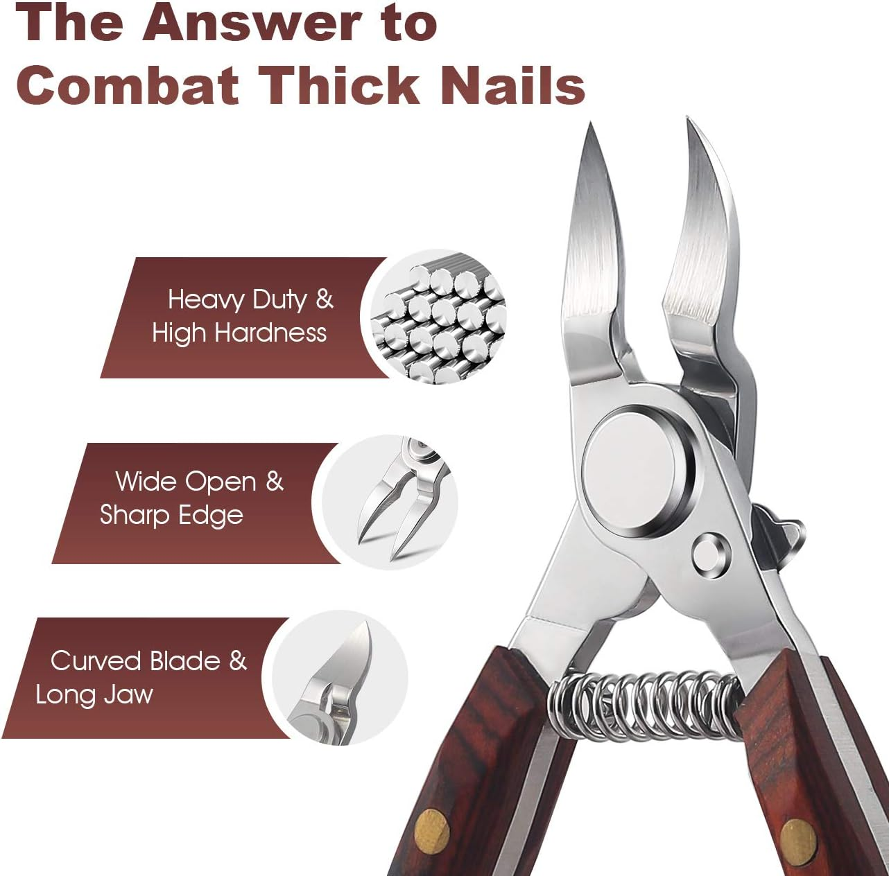 BEZOX Wooden Handle Nail Clippers for Strong Toenails Nail Clippers Set, Nail Clippers with Metal Nail File for Deep, Strong, Thick Ingrown Toenails and Fingernails with Nail File image number 2