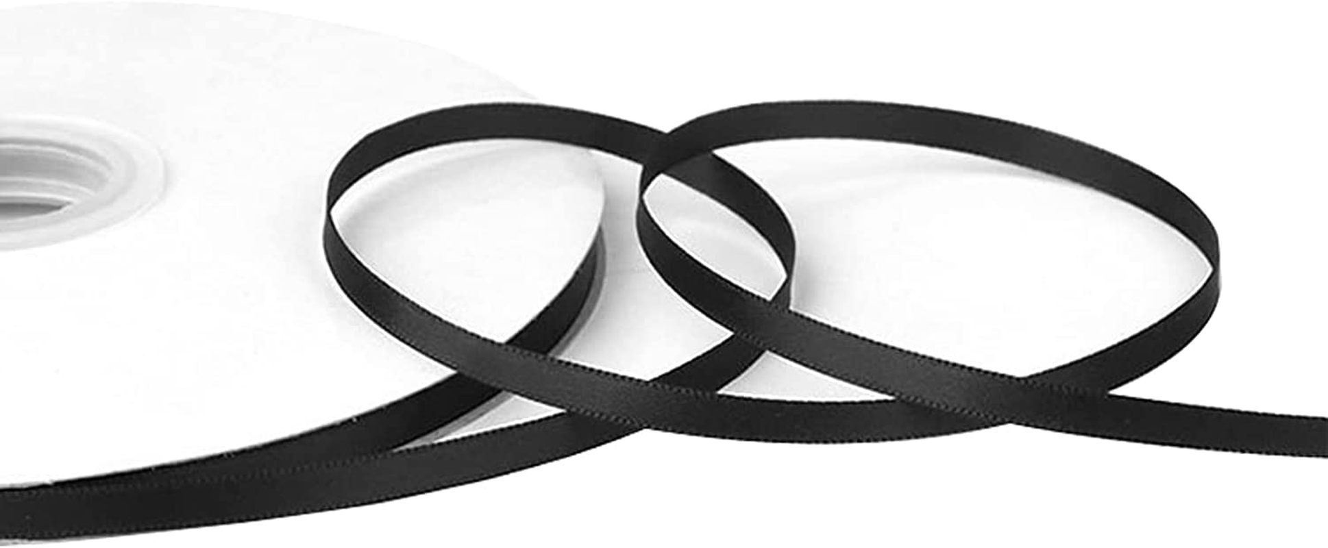 1/4 Inches Wide Double Faced Black Polyester Satin Ribbon, Findtop 100 Yards Long for Gift Wrapping Ornaments Party Favor and DIY Craft Supplies