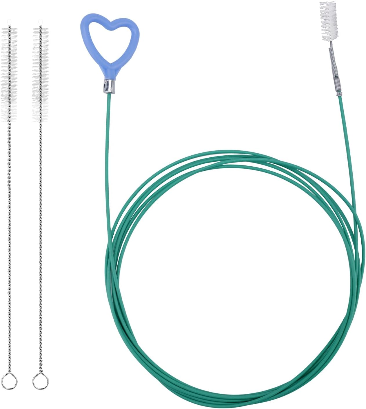 Sunroof Drain Cleaning Tool, 118In Long Wire Pipe Cleaner with 2 Straight Straight Cleaning Brushes Heart Handle Design Drain Hole Cleaner for Auto Car Sunroof Wiper image number 5