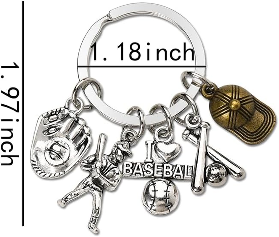 Baseball Birthday Gifts for Grandson Son Graduation Gifts for Boys Nephew Baseball Player Sports Team Gift Keychain for Men Trainer Coach Thank You Presents for Coach Softball Bag Charms for Backpack image number 3