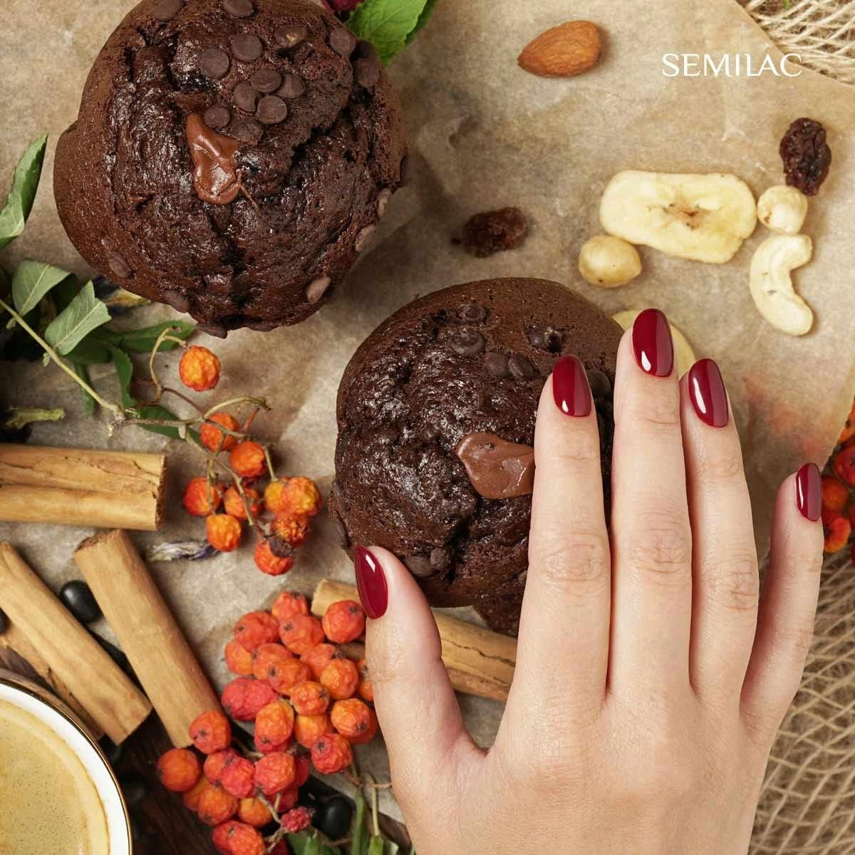 Semilac Tastes of Fall Collection UV Nail Polish Hybrid 404 Black Beans Muffin 7 Ml