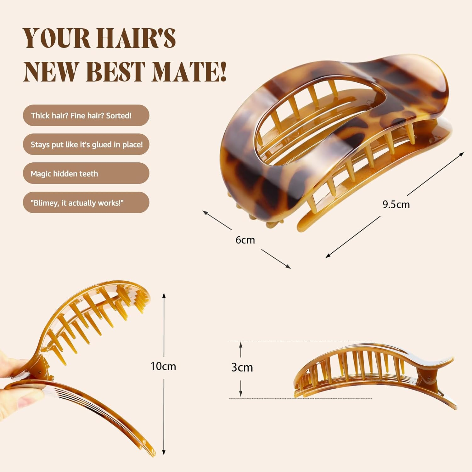 Awumbuk Pack of 6 Large Hair Clips image number 3