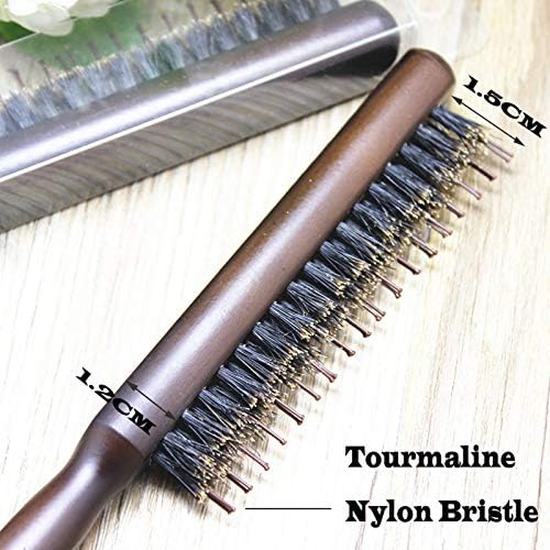 WOLINSPRING Little Wonder Boar & Tourmaline Nylon Bristle Brush with Rat Tail Handle for Back Combing, Volume Creation, and Hair Styling - Colors May Vary (T-3P) image number 5