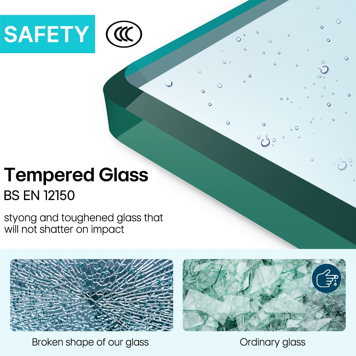 ELEGANT Shower Enclosure Corner Black, Sliding Door Bathroom Screen 900X900Mm with 5Mm Tempered Glass, Single-Sided Aluminium, 1900Mm Height, No Shower Base image number 5