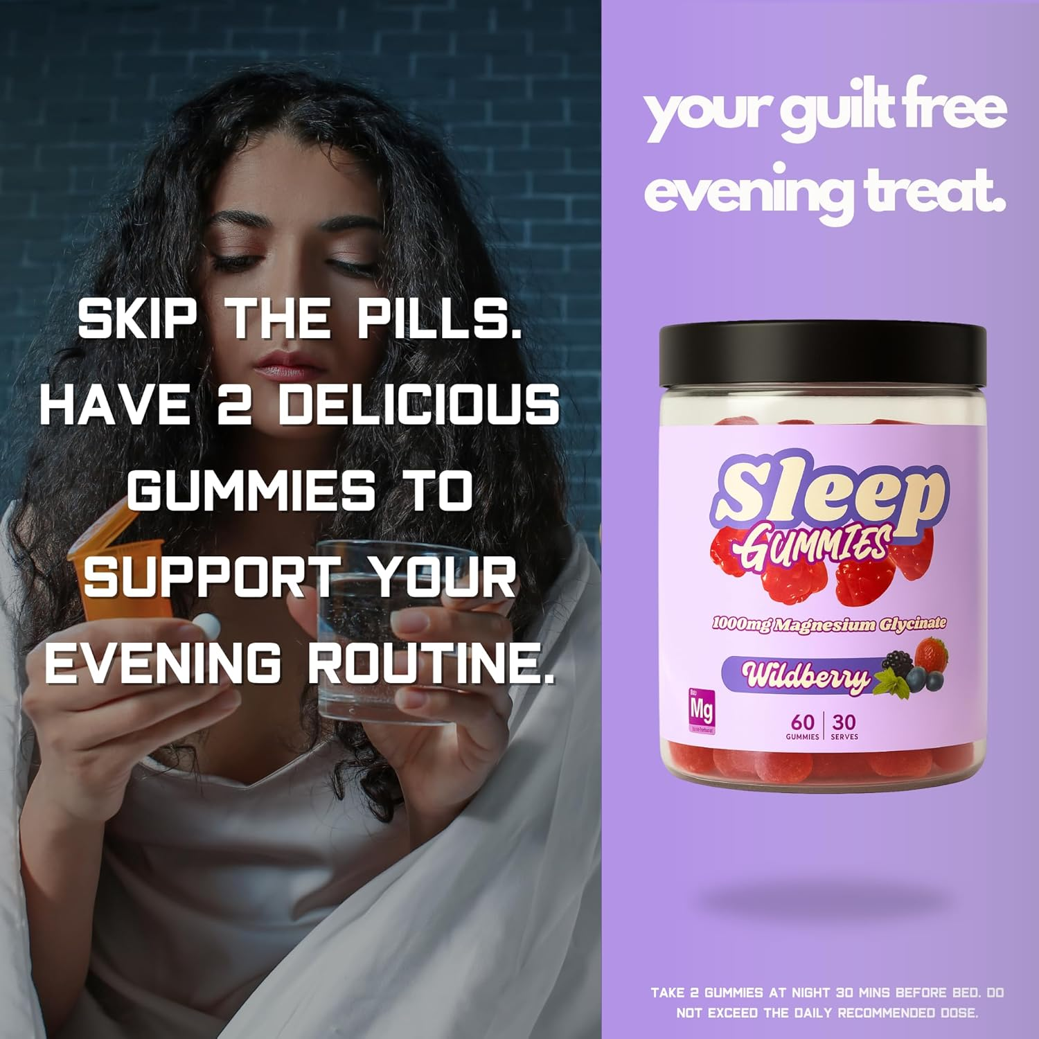 Magnesium Glycinate Gummies &ndash; 1000Mg Magnesium Bisglycinate per Serving &ndash; Wildberry Flavor &ndash; Vegan, Gluten-Free, No Artificial Colors &ndash; 60 Gummies (30 Servings) image number 6