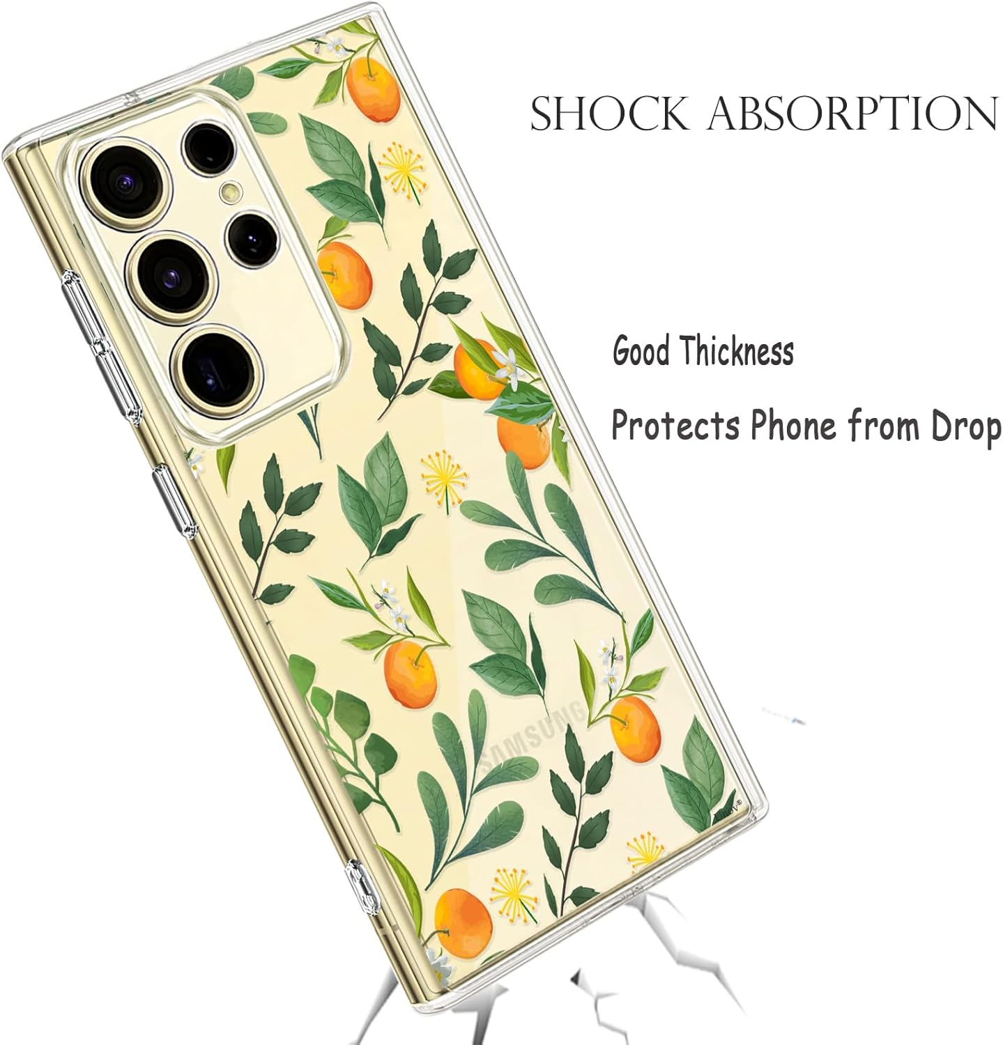 Unov Compatible with Galaxy S25 Ultra Case Clear with Design Soft TPU Shock Absorption Slim Embossed Pattern Protective Back Cover 6.7 Inch (Citrus Flavors) - Citrus Flavors image number 3