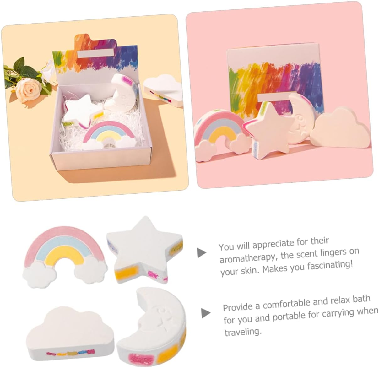 Anneome 4Pcs Rainbow Bath Salt Essential Oils for Relaxing Moisturizing Exfoliating Bathing For image number 2