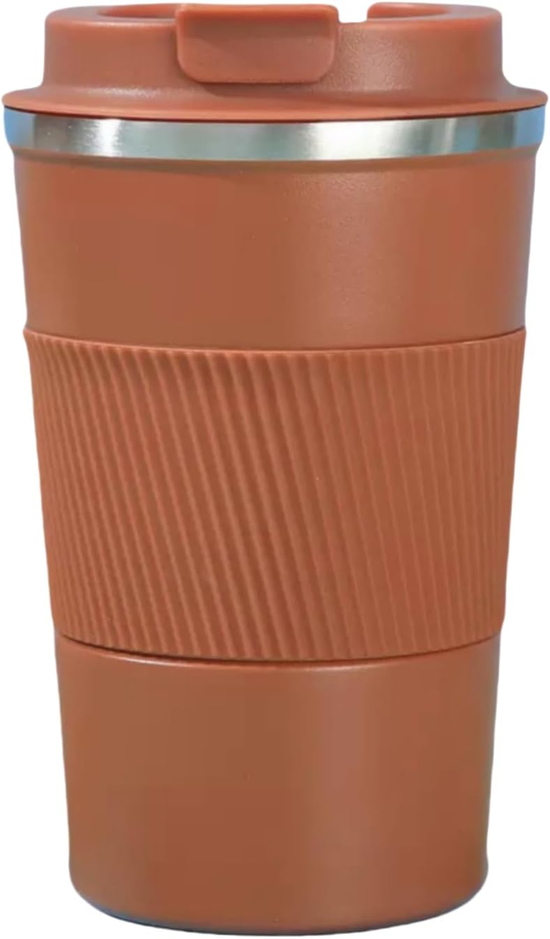 FAMKX Stainless Steel Insulated Travel Mug Flip up Tumbler, Double Wall Vacuum Thermos Cup Keep Drink Cold and Hot (Blue, 17 Ounces)