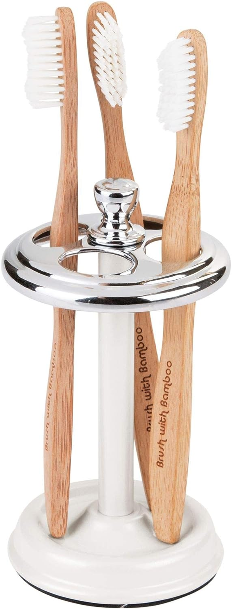 Interdesign York Bath, Toothbrush Holder Stand for Bathroom Vanity Countertops - Pearl White