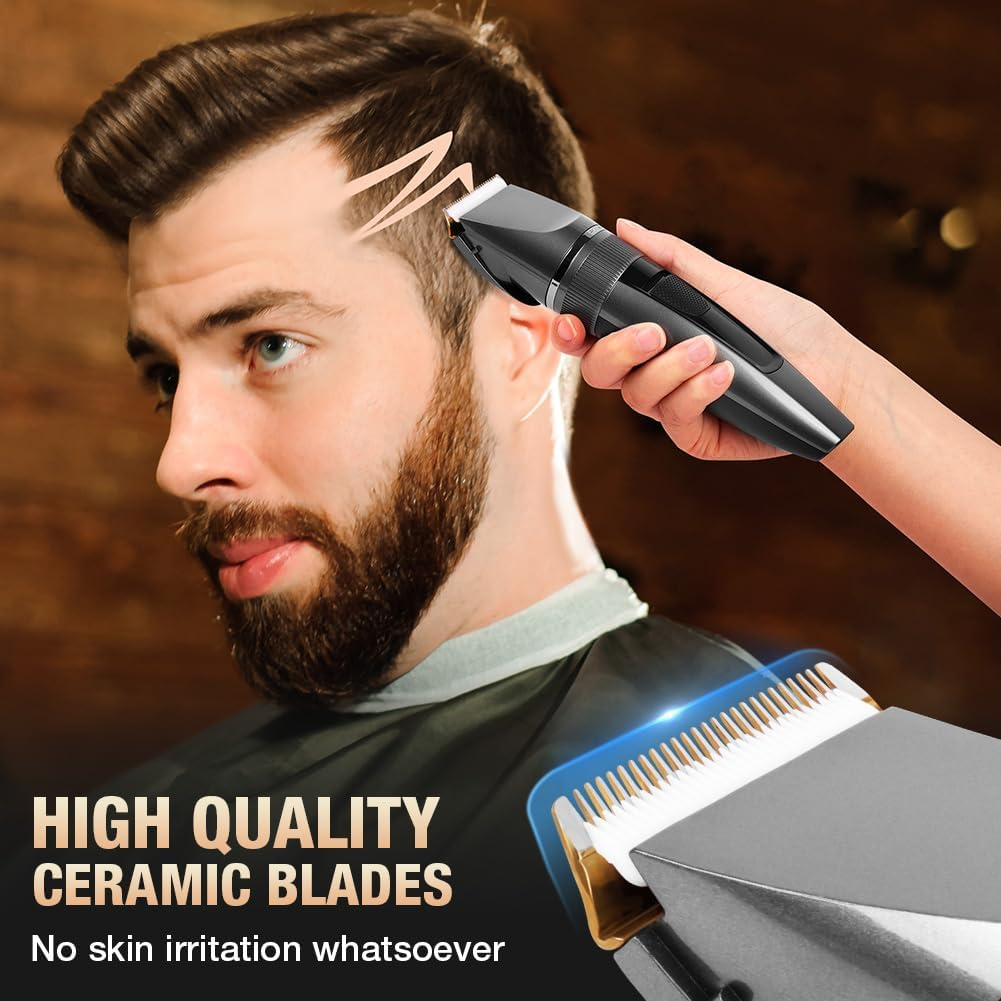 AYBUY Men'S Hair Trimmer, Beard Trimmer, Electric Razor with Battery Indicator, Rechargeable Hair Cutting Set for Hair/Beard image number 5