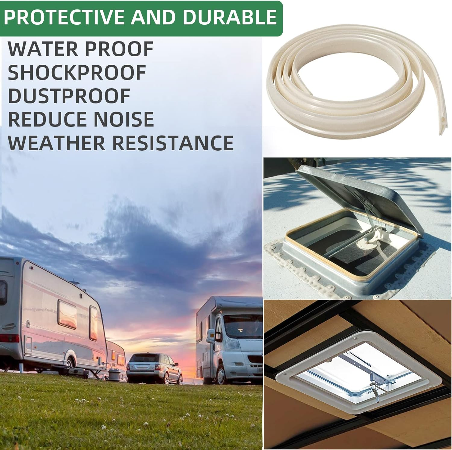 Camco RV Roof Vent Seal Kit - Vinyl Seal, 51" - Replacement for Camco, Ventline and Hengs (2 Pcs) image number 3