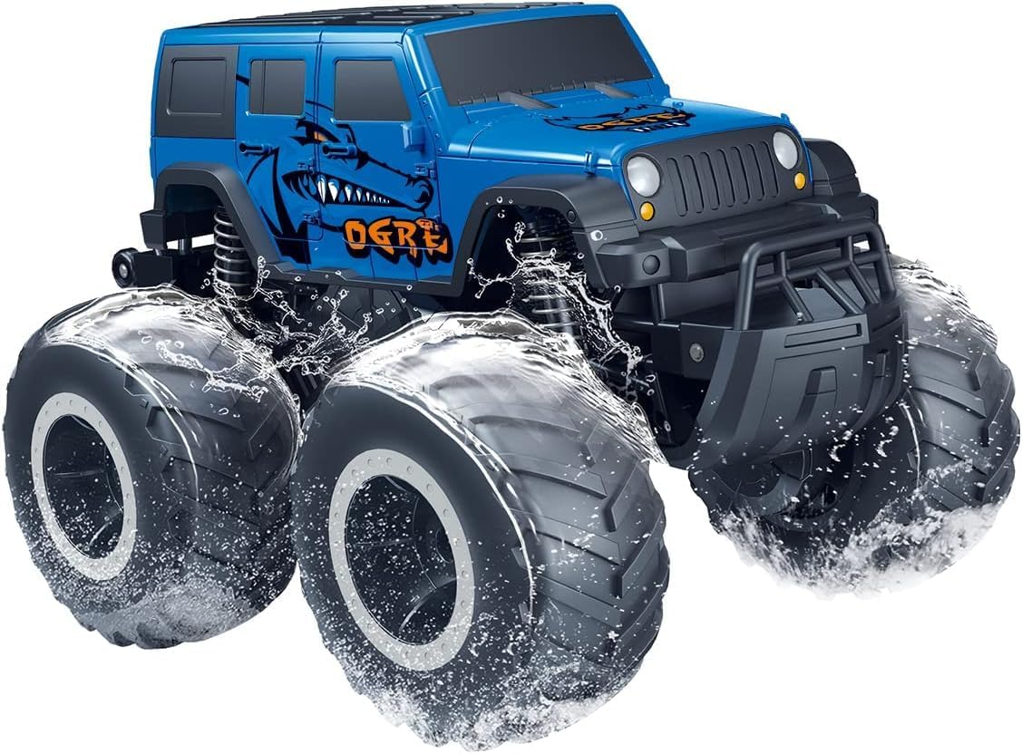 Threeking 1:16 Waterproof Monster Truck Toys RC Cars Amphibious Remote Control Car Trucks 4WD All Terrain Off-Road Pickup Toy for 6 7 8 9 10 11 12 Year Old Boys Girls Kids Gifts Presents