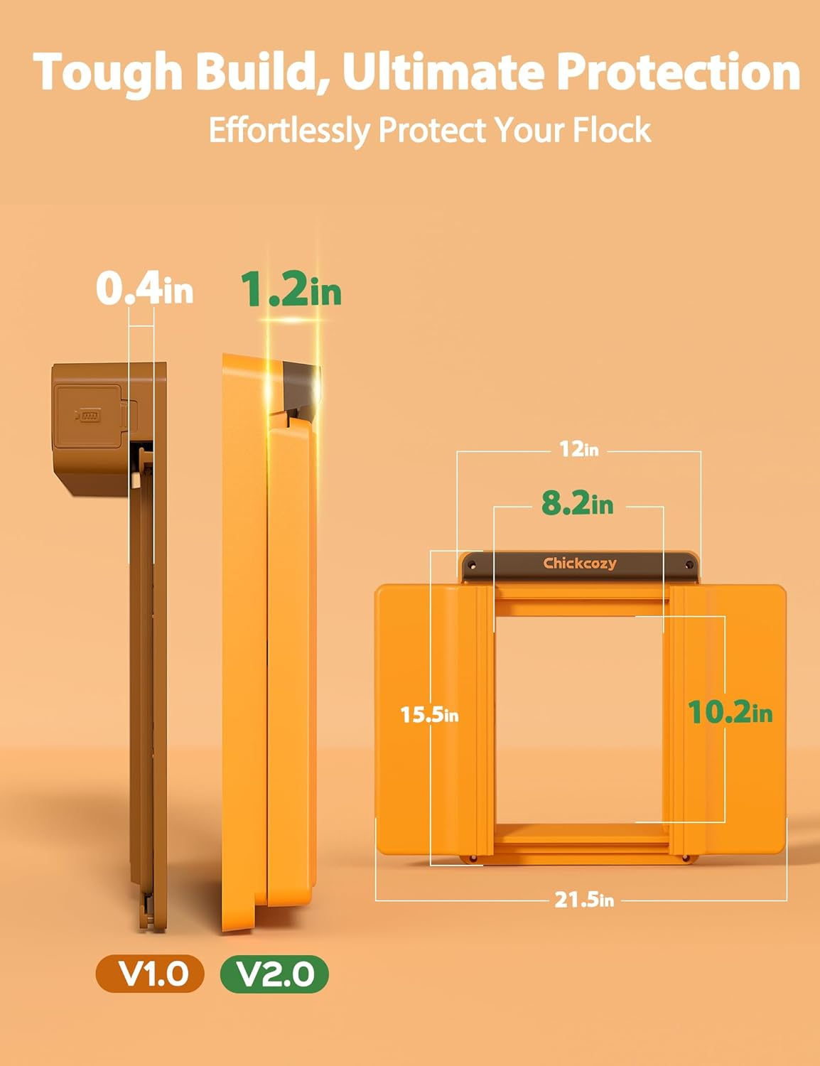 Chickcozy Solar-Powered Automatic Chicken Coop Door, Dual Motor Chicken Coop Door with Light Sensor, Timer & Manual Mode, Automatic Coop Door with Dual Anti-Pinch System, Weatherproof image number 2