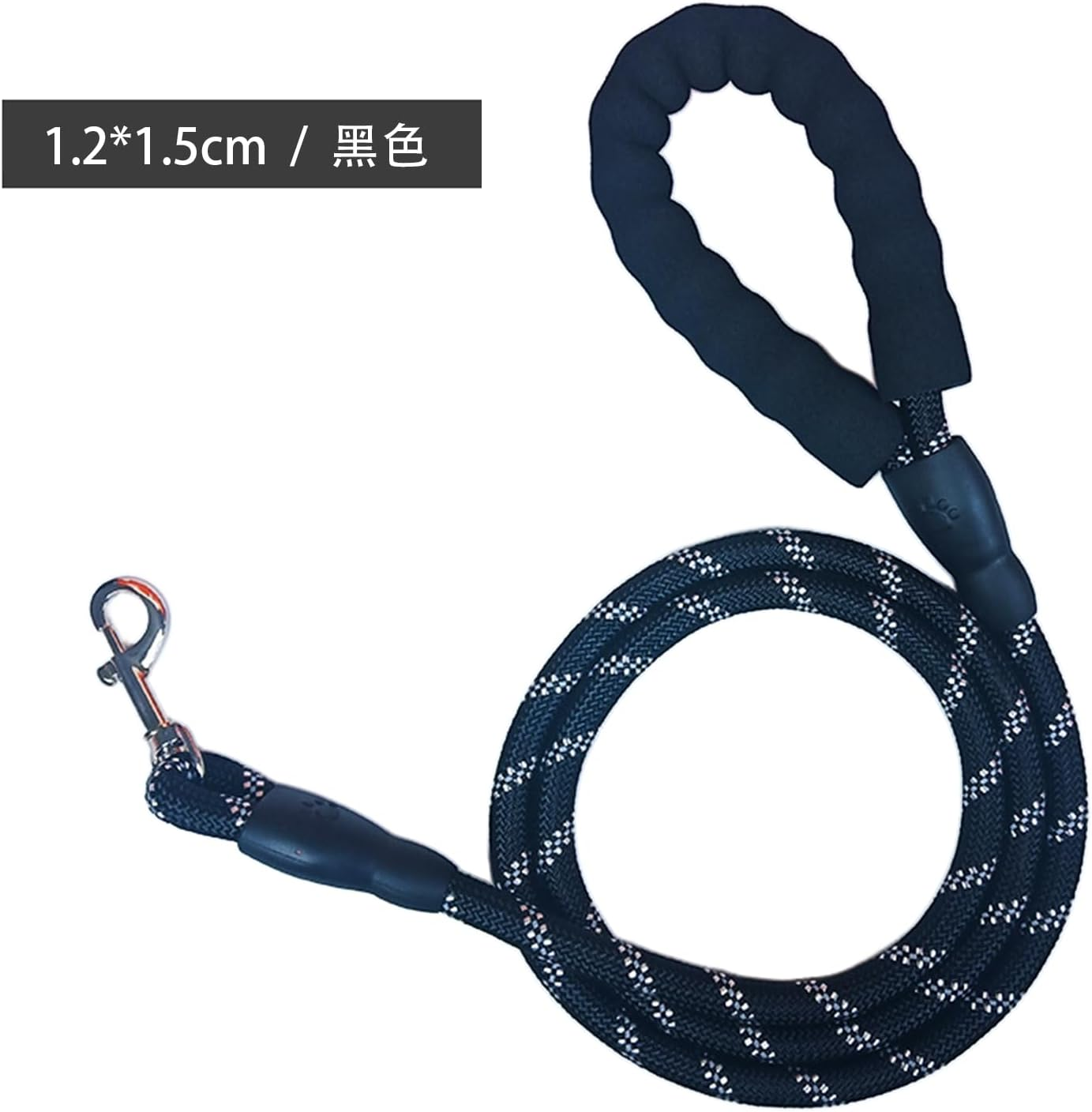 BGENHPON Durable Strong Chew Resistant Dog Lead Slip Lead Nylon Rope with Padded Handle for Walking Training Pet Puppy Mountain Climbing Harness Slipknot Leash 1.2Cm Thick Black 5Ft