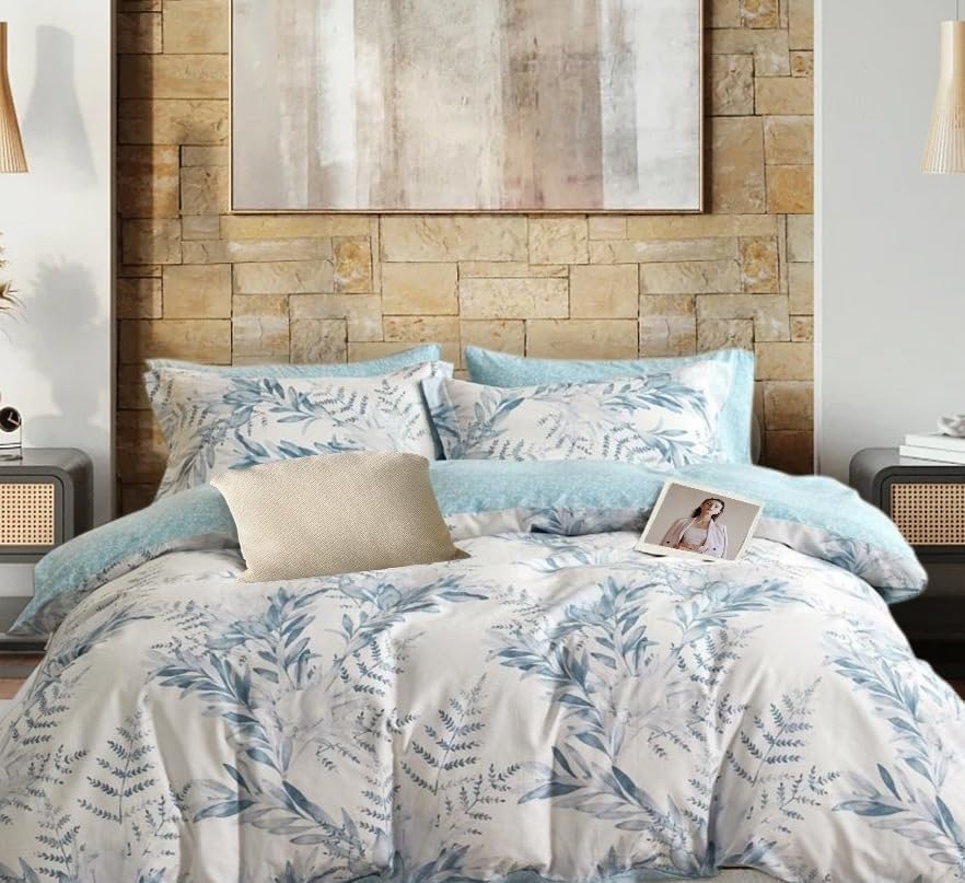 Essina Double Bed Quilt Cover Set &ndash; 3Pc Bedding with Doona Cover Double and Pillow Shams &ndash; Quilt Cover Cotton 620 Thread Count &ndash; Luxurious Duvet Cover &ndash;Watercolour