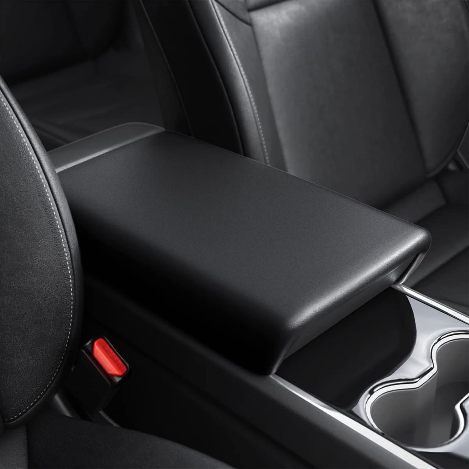 Car Armrest Box Cover for Tesla Model 3 Model Y 2016-2024 Central Control TPE Armrest Anti-Scratch Protector Decoration Tesla Interior Car Accessories (Black) image number 4