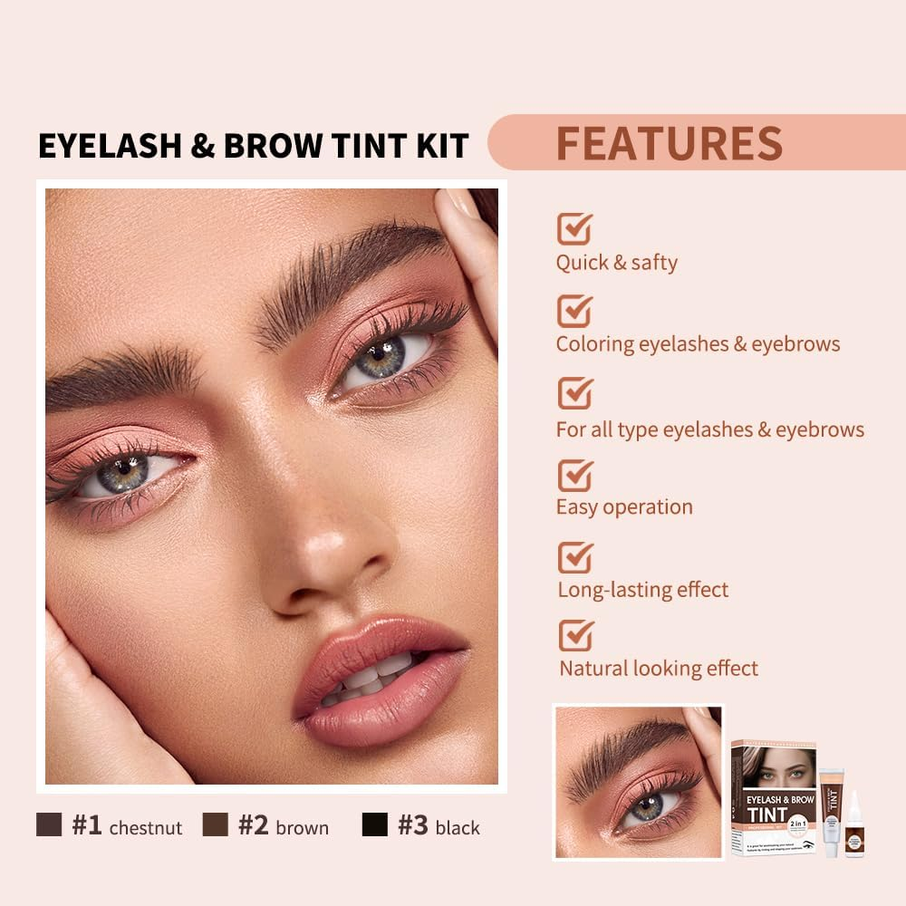 2-In-1 Eyebrow Lamination Kit Brow Lash Lift Kit and Eyebrow Tint Waterproof Semi Permanent Color with Natural Looking Lift Salon Quality Results at Home, 4-6 Week Lasting Effect (Black, #3) - Black image number 3