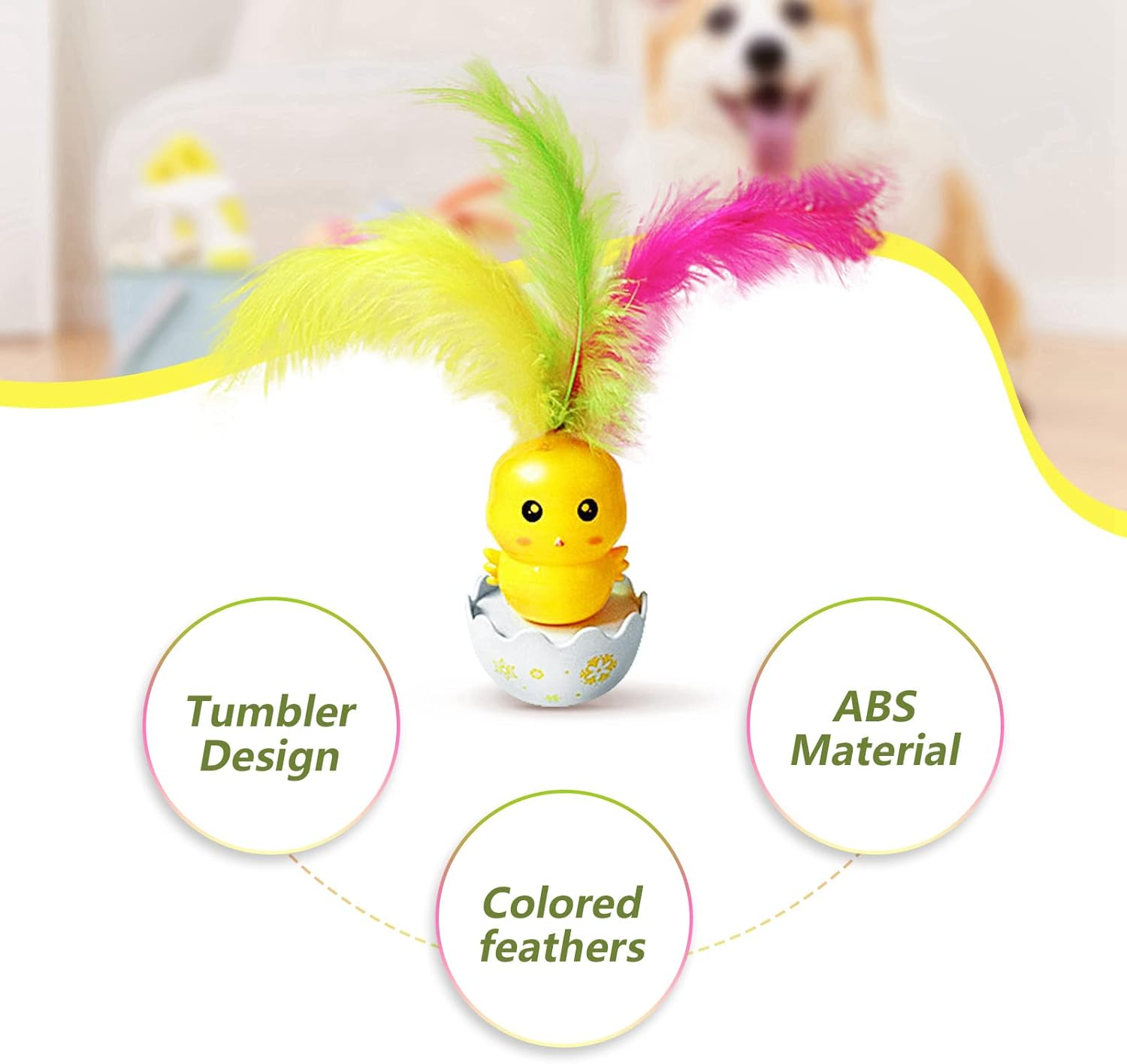 Cat Toys with Feathers | Cat Wand Rabbit Duck Penguin Bite-Resistant - Interactive Colorful Feather Wand Cat Teaser for Dogs Kittens Puppies image number 3
