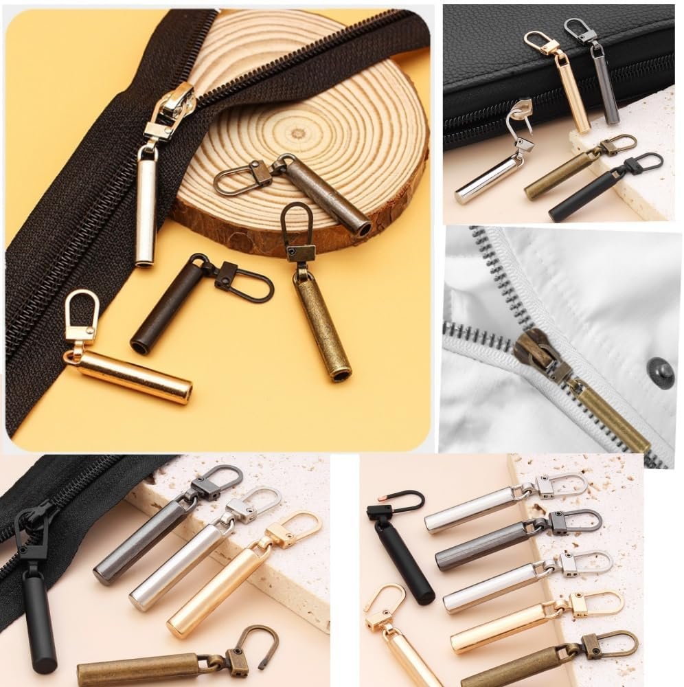 Jindizi 20Pcs Multifunctional Zipper Heads Replacement Kit for Jackets and More - Durable Zipper Heads