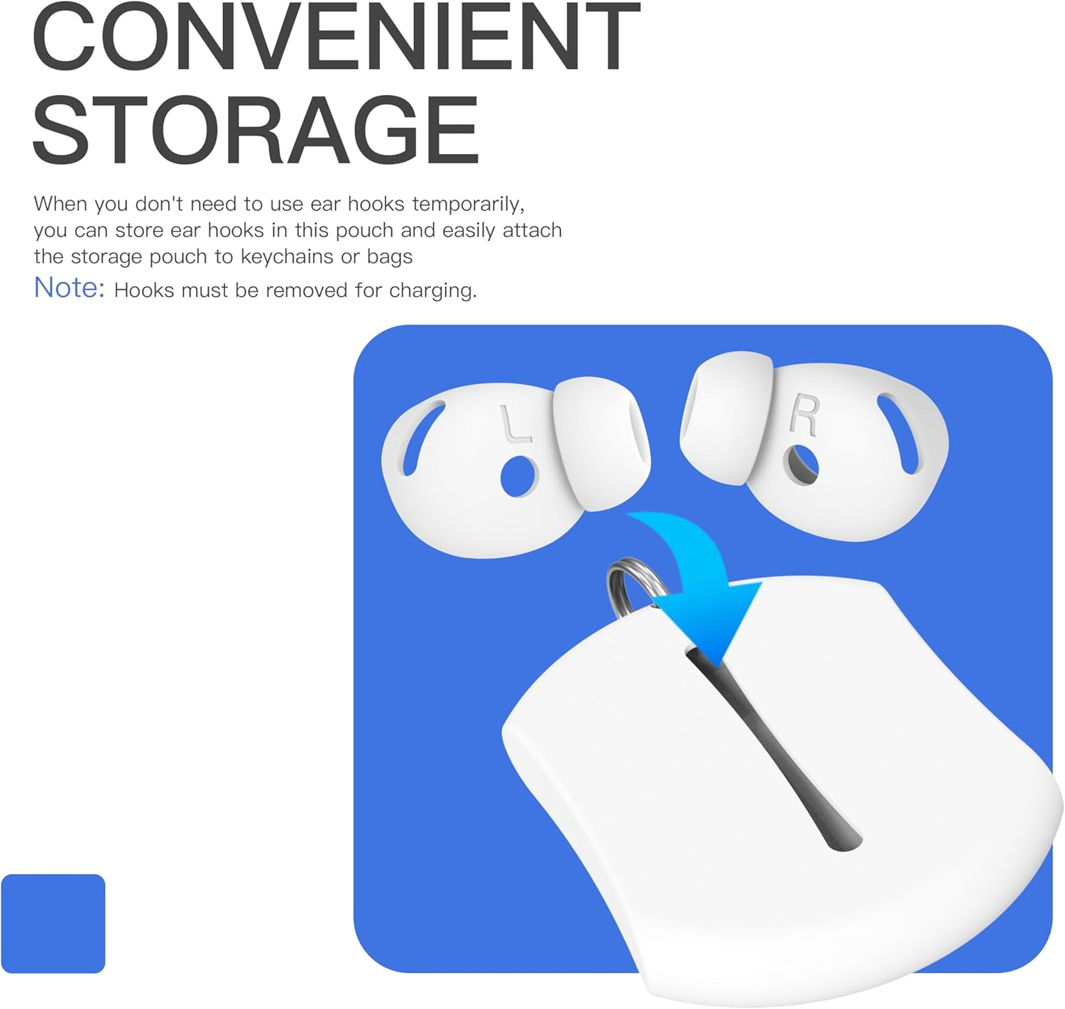 Damonlight 2 Pairs Ear Tips for Airpods 4 Grip Silicone Earbuds Cover [Added Storage Pouch][Us Patent Registered] Compatible with Apple Airpods 4Th Generation (White) image number 2