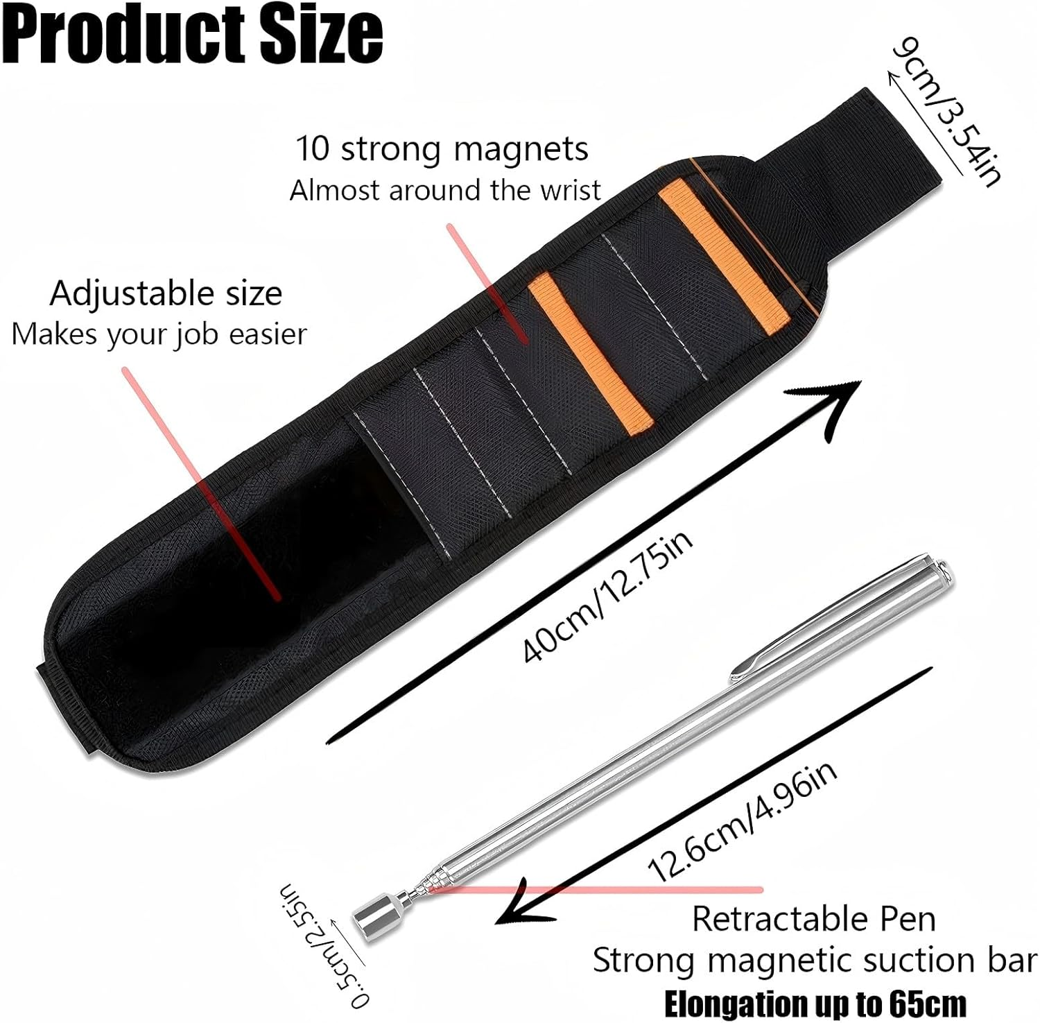 Magnetic Wristband for Holding Screws, Nails and Drill Bits for Men - Made from Premium Ballistic Nylon with Lightweight Powerful Magnets Stocking Stuffers for Dad, Husband, Grandpa, Handyman Gifts image number 2
