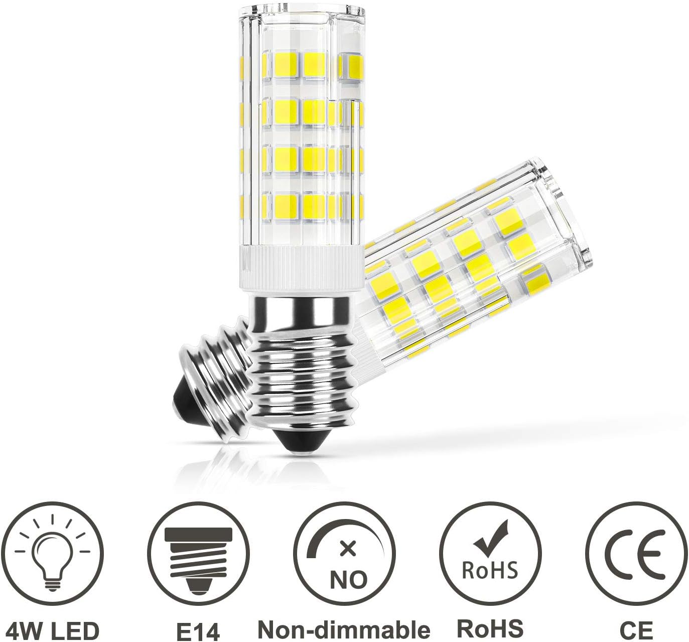 Dicuno E14 LED Light Bulb 4W (40W Halogen Equivalent), Daylight White 6000K 400LM, 220V, Non-Dimmable, Small Edison Screw Bulb for Fridge/Cooker Hood, 6-Pack image number 4