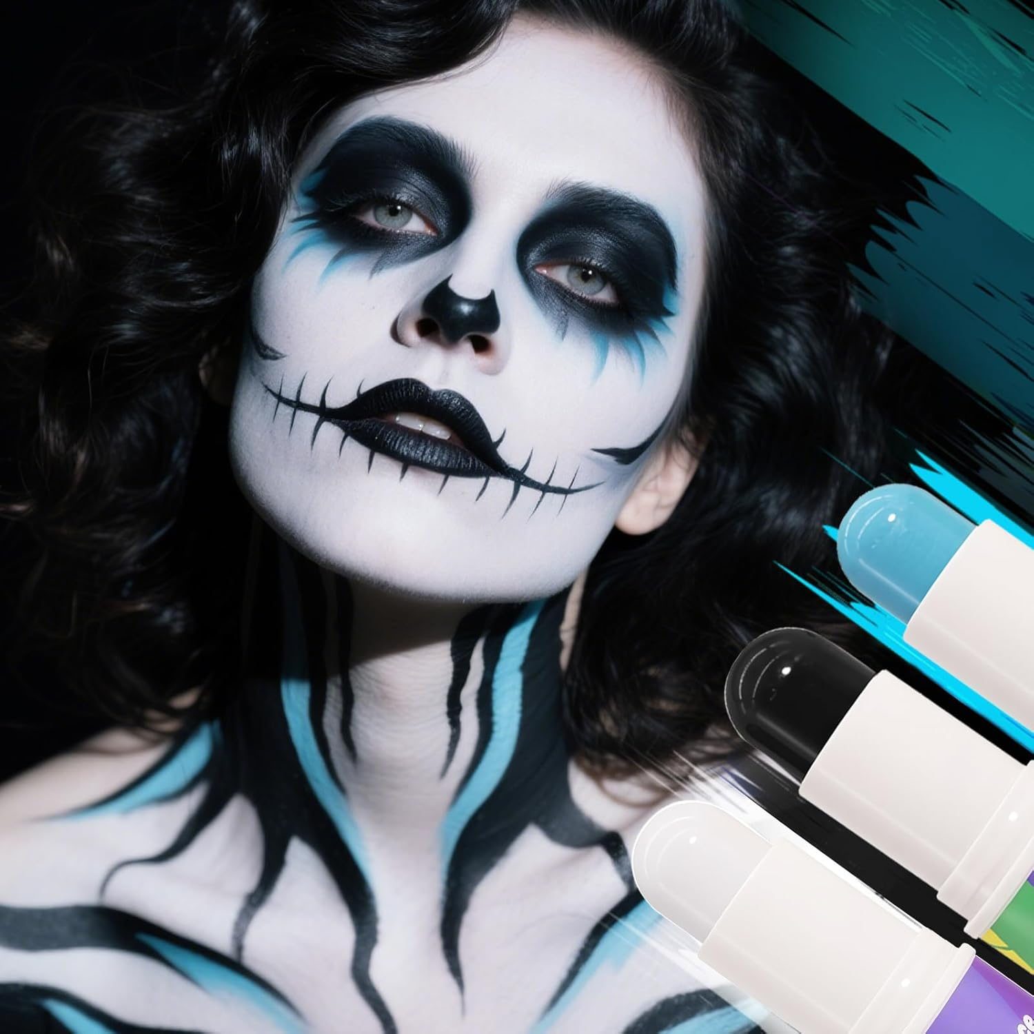 DAGEDA Black Face Paint Stick, Eye Black Stick for Football, Baseball, Lacrosse, Halloween, Cosplay Party SFX Professional Body Paint Makeup, Blendable, Waterproof Face Painting for Adults and Kids image number 1