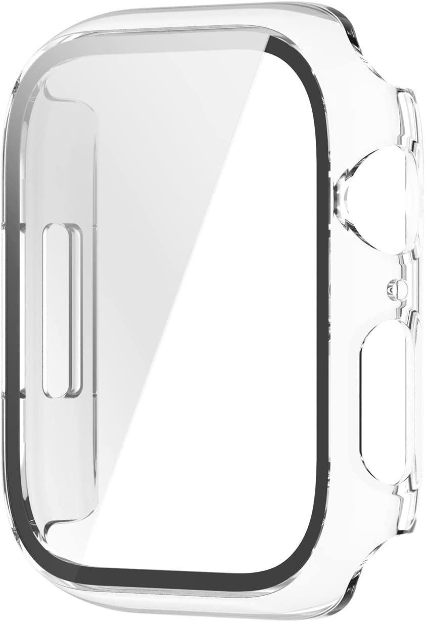 [2 Pack] Tempered Glass Screen Case 41Mm for Apple Watch Series 9 8 7, Full Coverage Screen Protector Protection All-Around Surround Overall Cover for Iwatch Series 9 8 7 41Mm (Black+Clear) image number 4