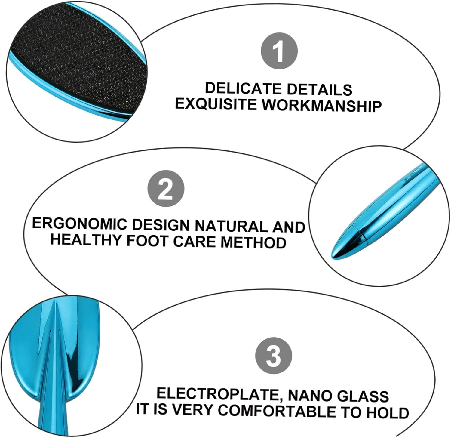 Healvian Nano Glass Callus Remover Foot File Peacock Blue Pedicure Tool for Hard Skin Removal Portable Foot Rubbing Tool image number 2