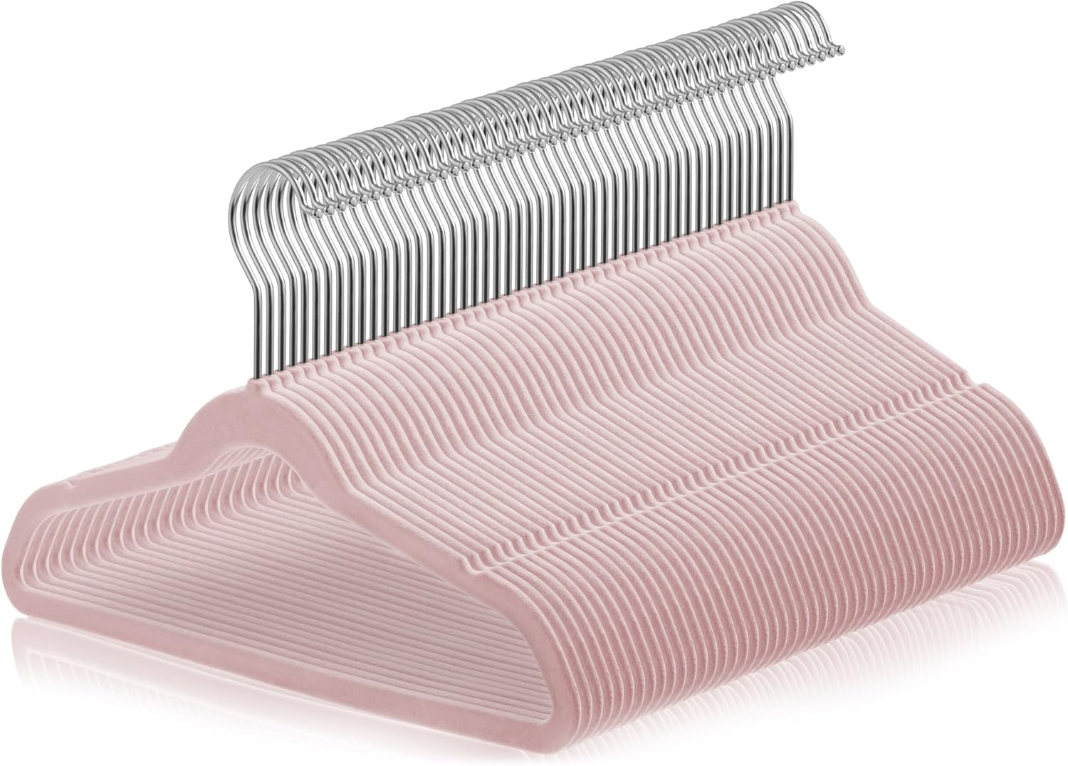 Casafield 50 Velvet Kid'S Hangers - 14" Size for Children'S Clothes - Light Pink image number 5