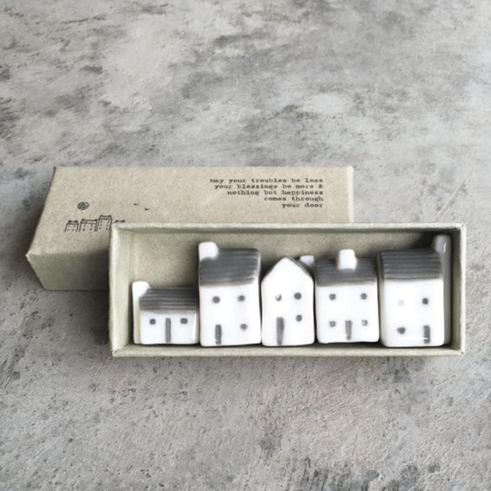 East of India Porcelain Mini Houses Gift, Street in a Box, Inspirational Keepsake Gift, Boxed Thinking of You Gift, Happiness Gift, Small Porcelain Houses image number 2