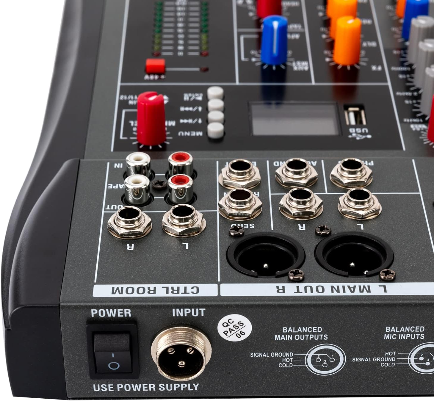 12 Channel DJ Audio Sound Mixer Interface with MP3 USB Bluetooth Stereo Recording, Ultra Slim DJ Sound Controller with LED Light, Sound Board Mixing Console image number 4