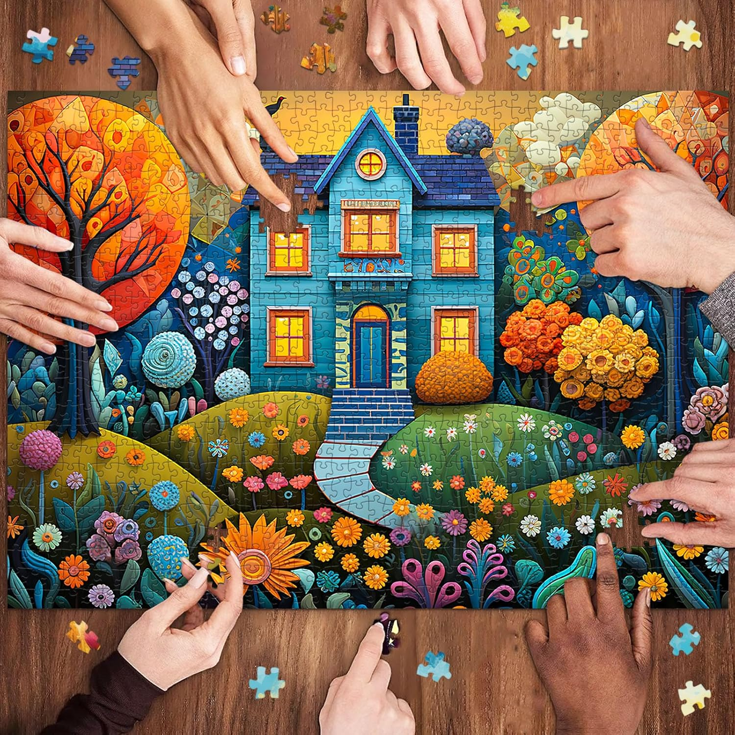 Chalzidar Jigsaw Puzzles for Adults 1000 Pieces, Interlock Perfectly Letter on Back No Dust, Home Decor Birthday Gift Toy for Men Women Elders Seniors, 1:1 Poster - Beautiful Homes image number 1